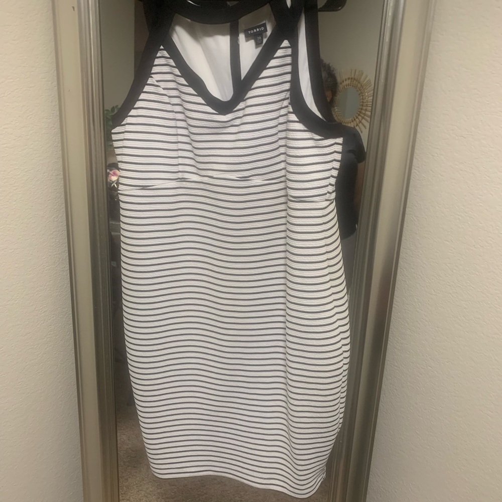 Torrid Black and White Striped Midi Dress